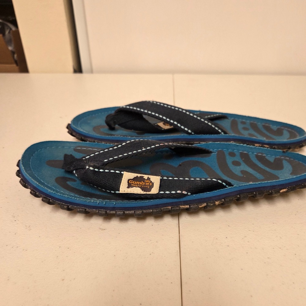 Gumbies Islander Flip Flop Sandals Blue Mens 13 Womens 14 Recycled Rubber Sole